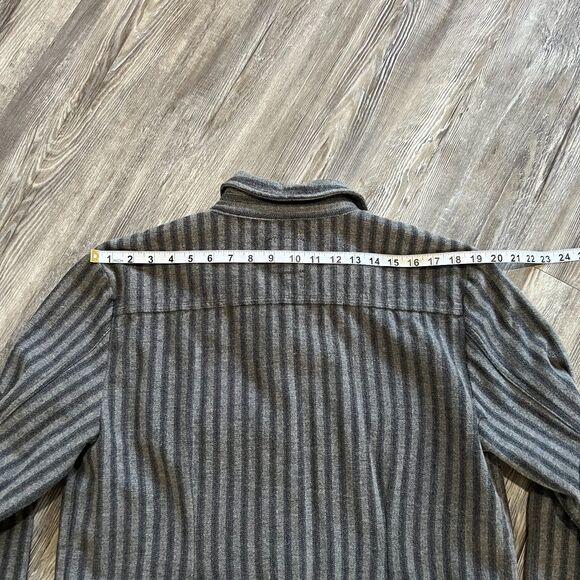 Billy Reid Wool Blend Overshirt Jacket Gray Stripe Size L Button Front Shacket - Picture 7 of 10